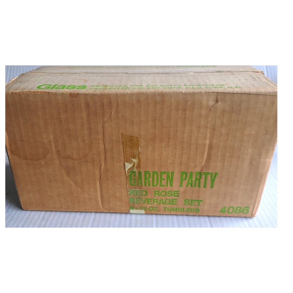 1960's Colony Tulip Beverage Highball Tumblers 12oz Set of 8 Garden Party NIB